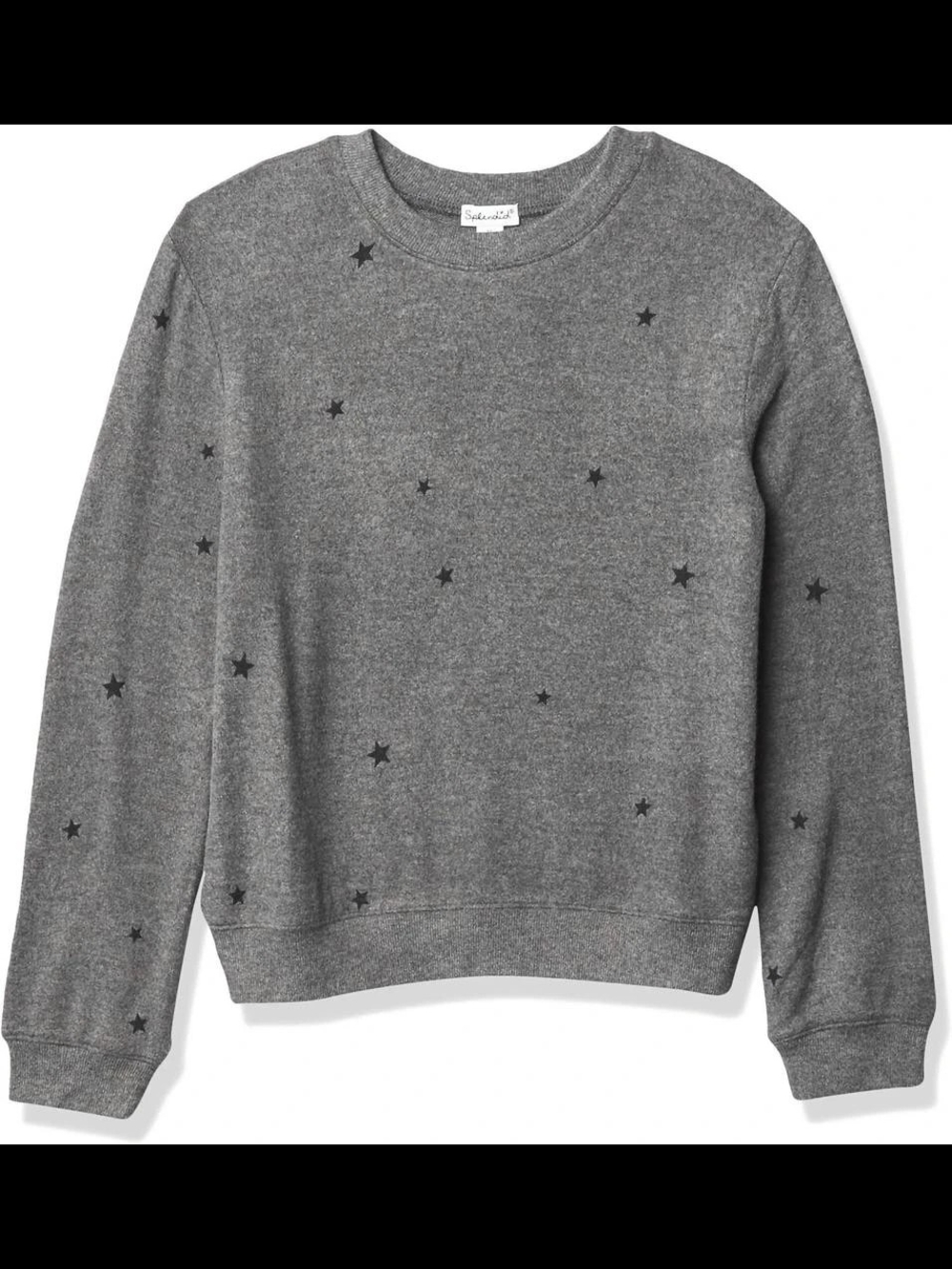 Splendid Gray Crewneck Sweater with Black Star Accents